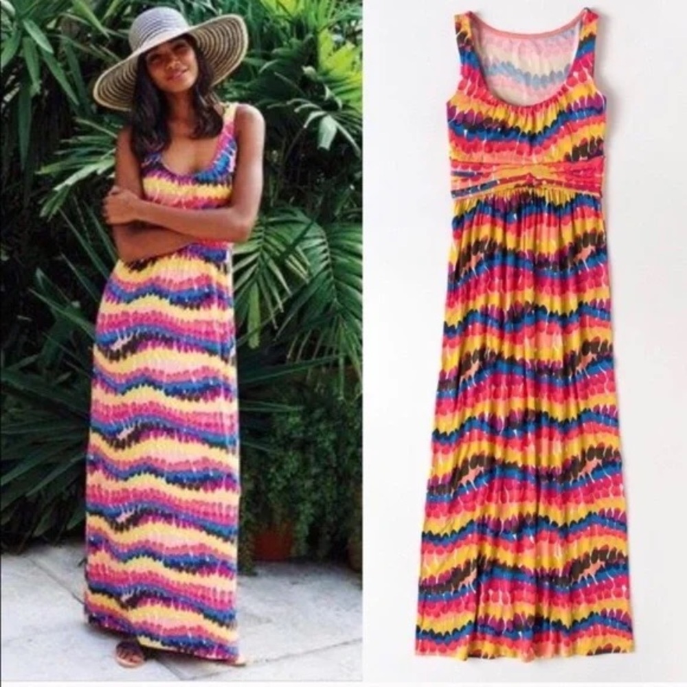 Boden Multicolor Wave-Print Maxi Dress